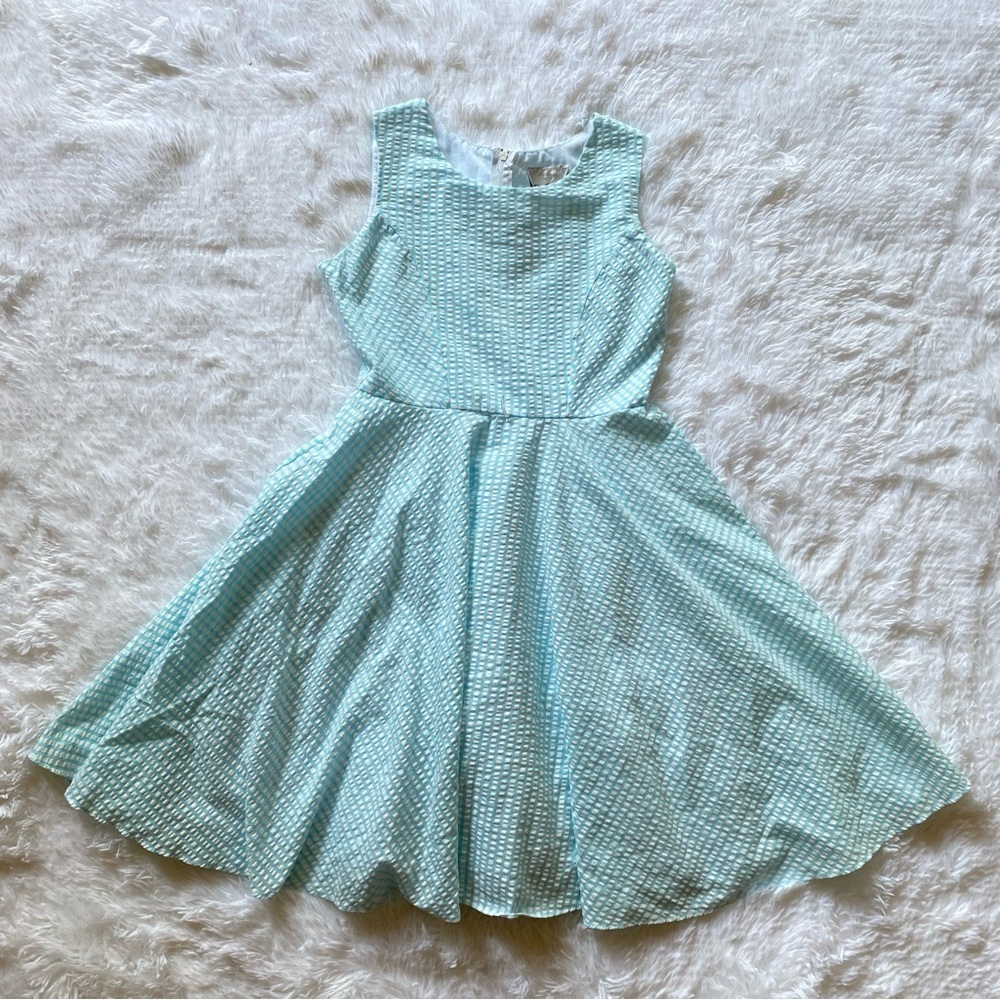 Vintage retro 50s style dress circle skirt - blue gingham - Picture 2 of 14